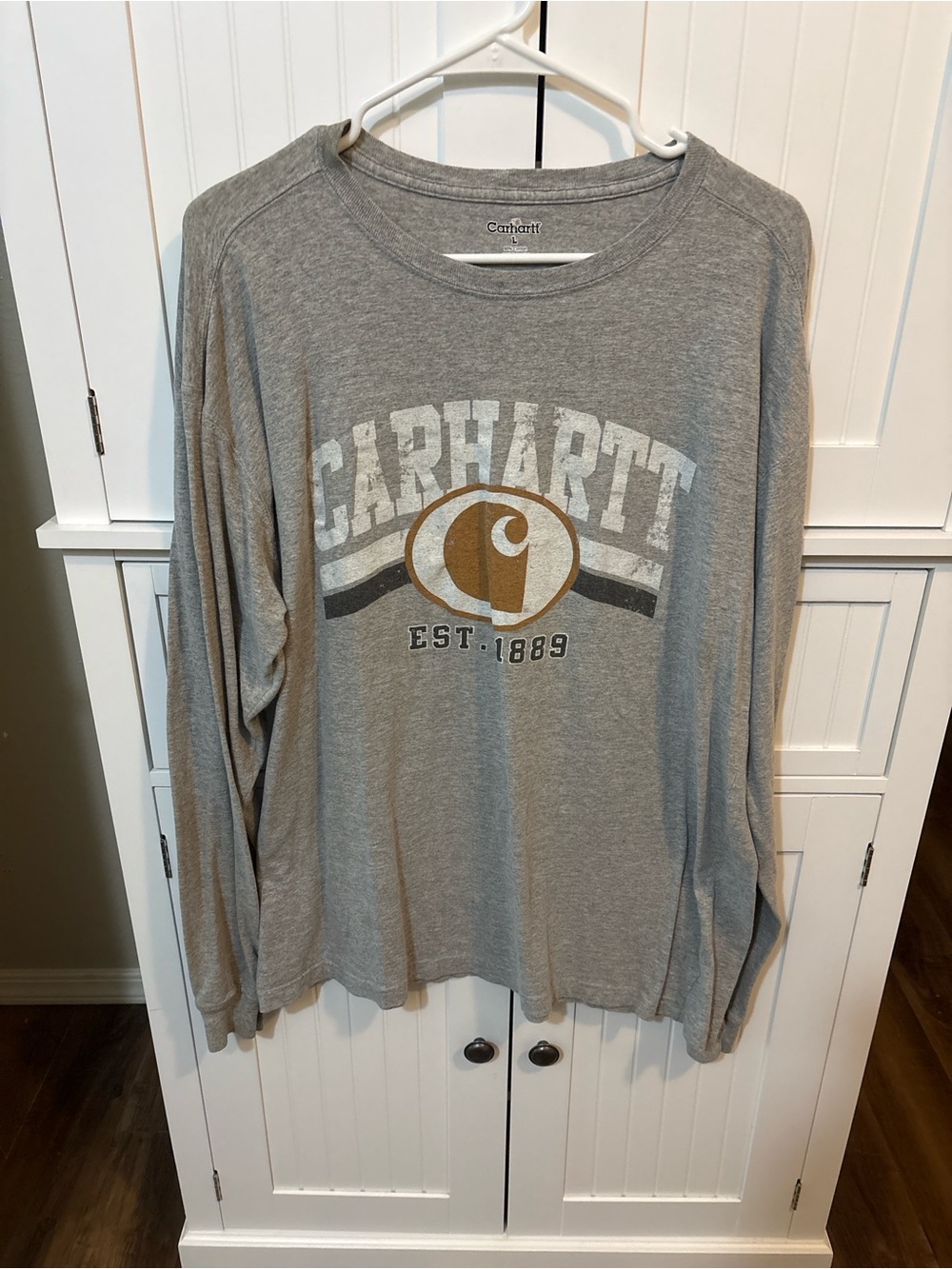 Carhartt Gray Graphic Long Sleeve Tee Men's Large Y2K Vintage Inspired